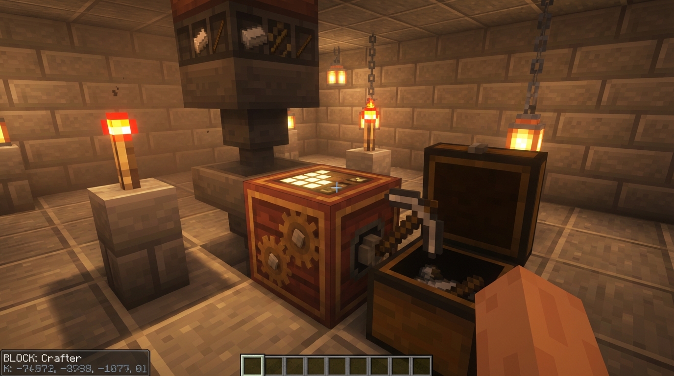 Mastering The Crafter Block For Automatic Crafting Building Your First Automated Iron Farm Loop