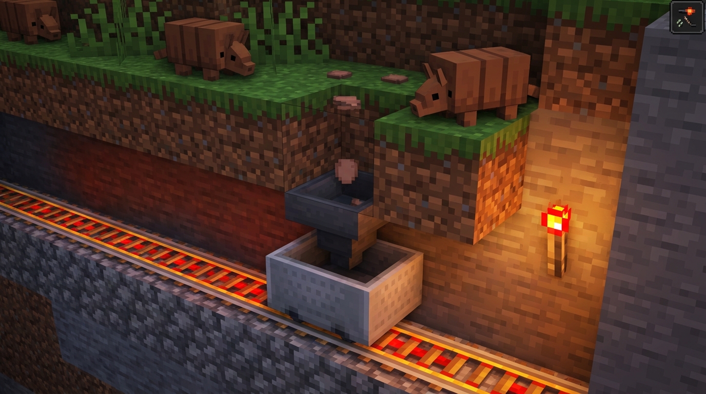 Collecting Scute Drops With Hopper Minecarts