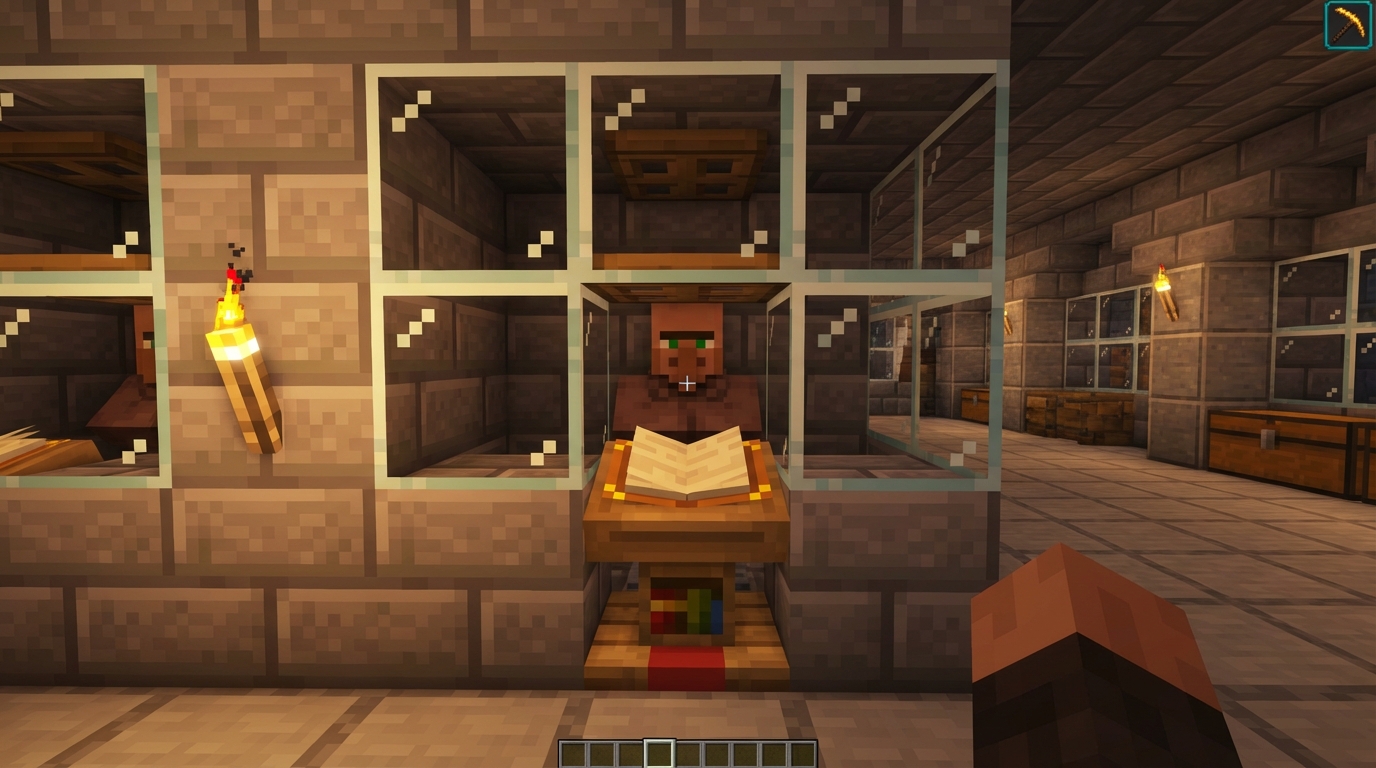 How To Build A Simple Villager Trading Hall For Cheap Enchantments Designing Easy One Block Trading Cells