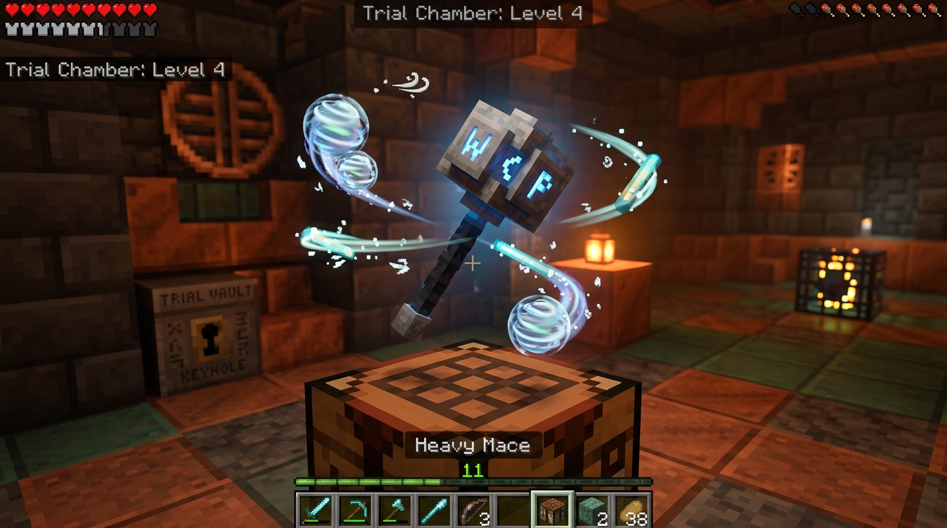 How To Build An Efficient Trial Chamber Breeze Farm Crafting Mace Weapons And Wind Charges