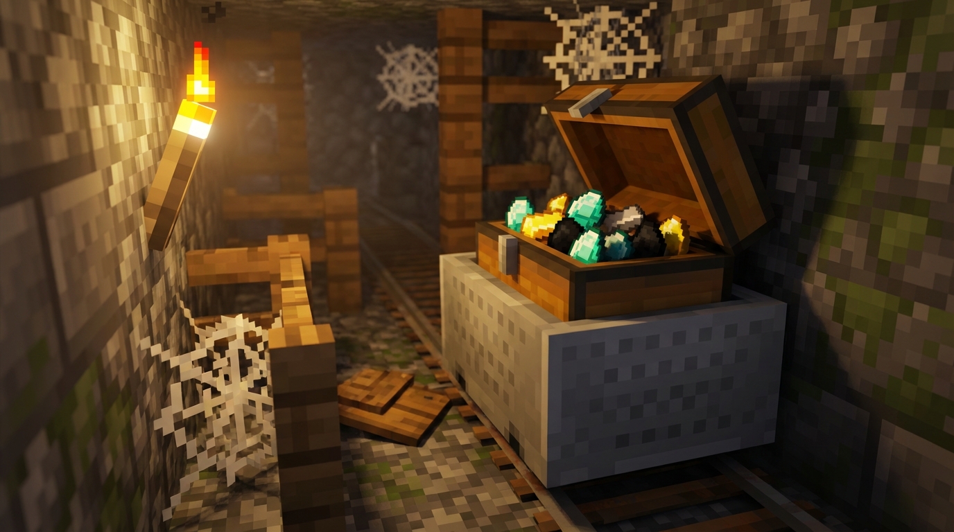 The Best Abandoned Mineshaft Loot You Can Find In Minecraft Looting Essential Ores From Minecart Chests