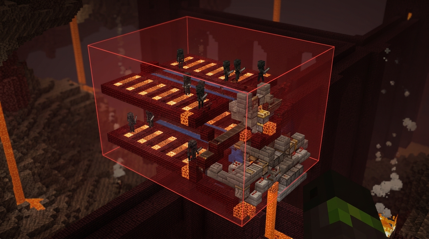 How To Build An Efficient Wither Skeleton Farm For Infinite Beacons Spawning Mechanics Within Fortress Bounding Boxes