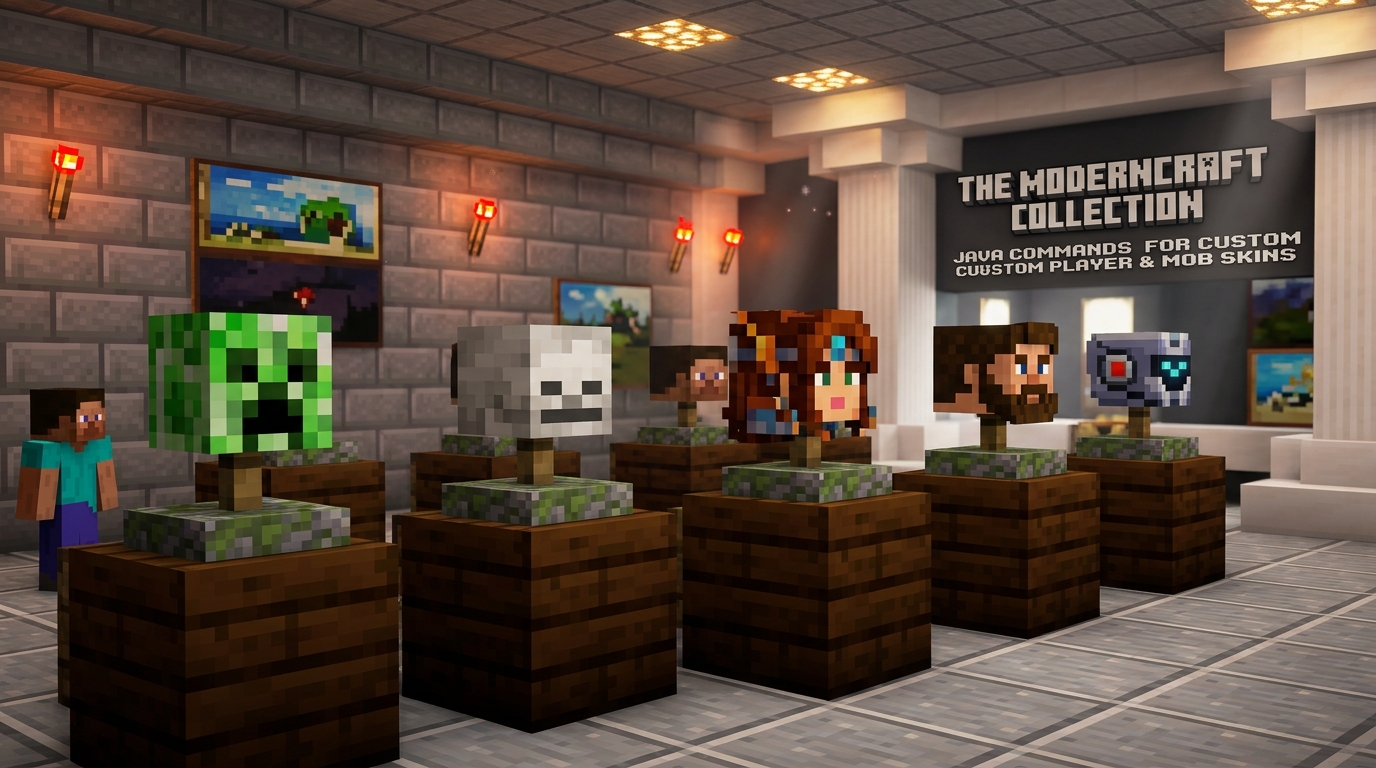How To Use Easy Mob Head Commands In Minecraft Java Commands For Custom Player And Mob Skins