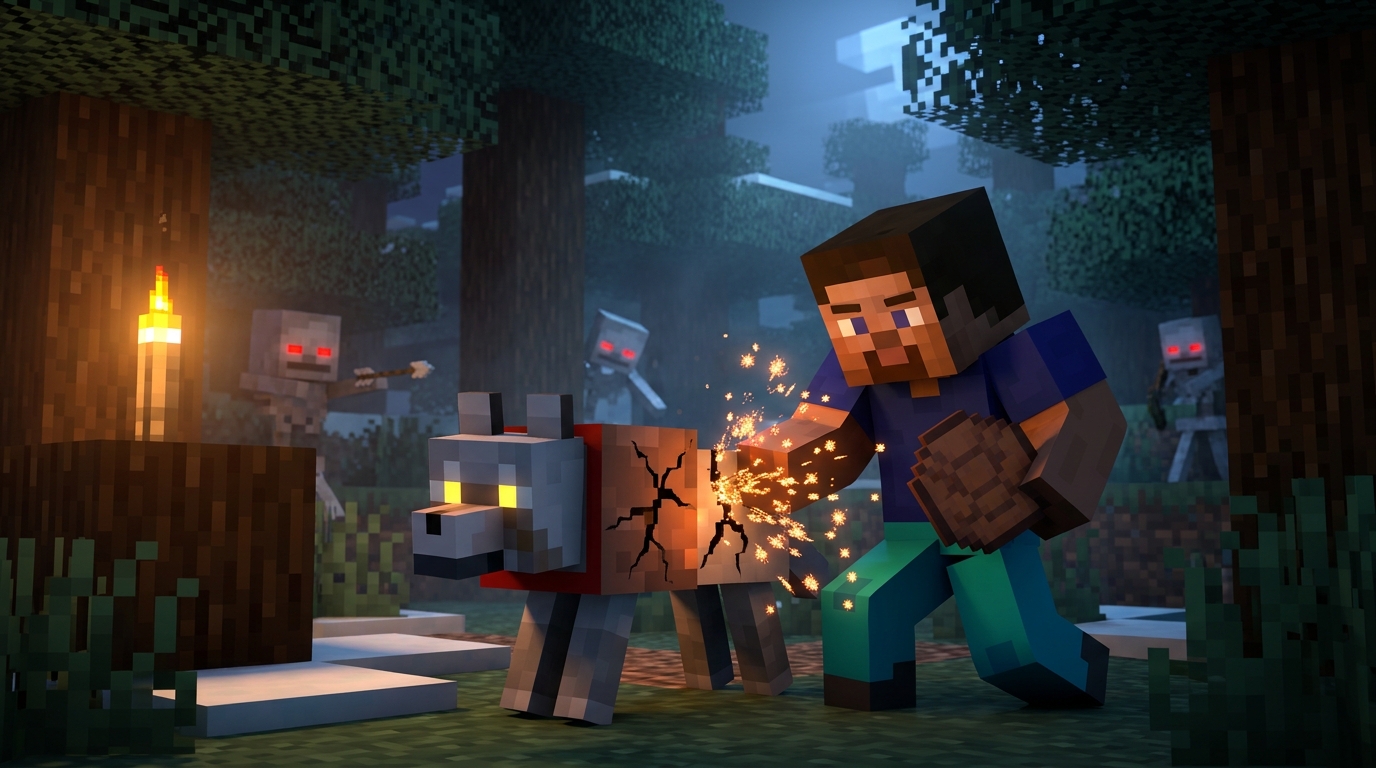Protective Power Of Armadillo Scutes In Minecraft Repairing Damaged Wolf Armor During Combat