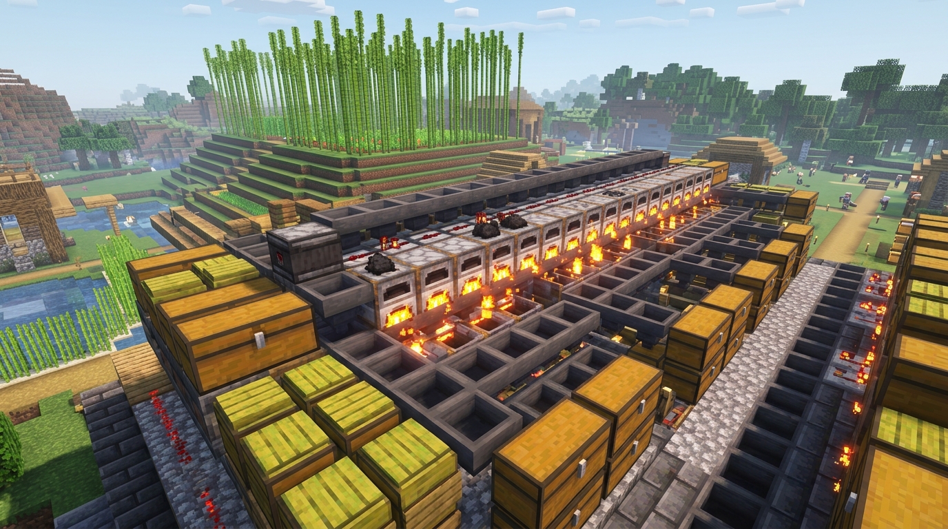 How To Build Infinite Fuel Systems In Minecraft 1.21 Scaling Bamboo Planks For High Speed Smelting