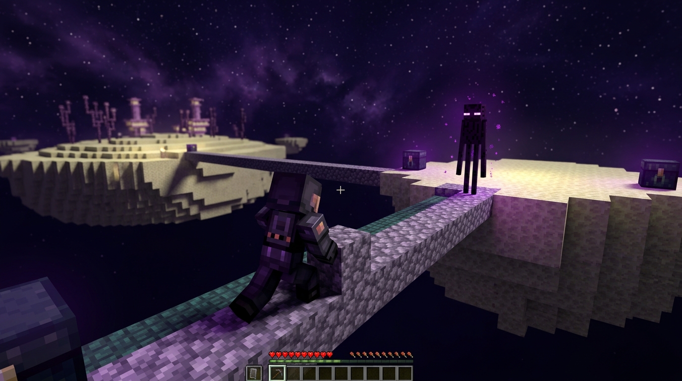 How To Build A Fast Enderman Experience Farm Bridging Into The Void For Maximum Spawns