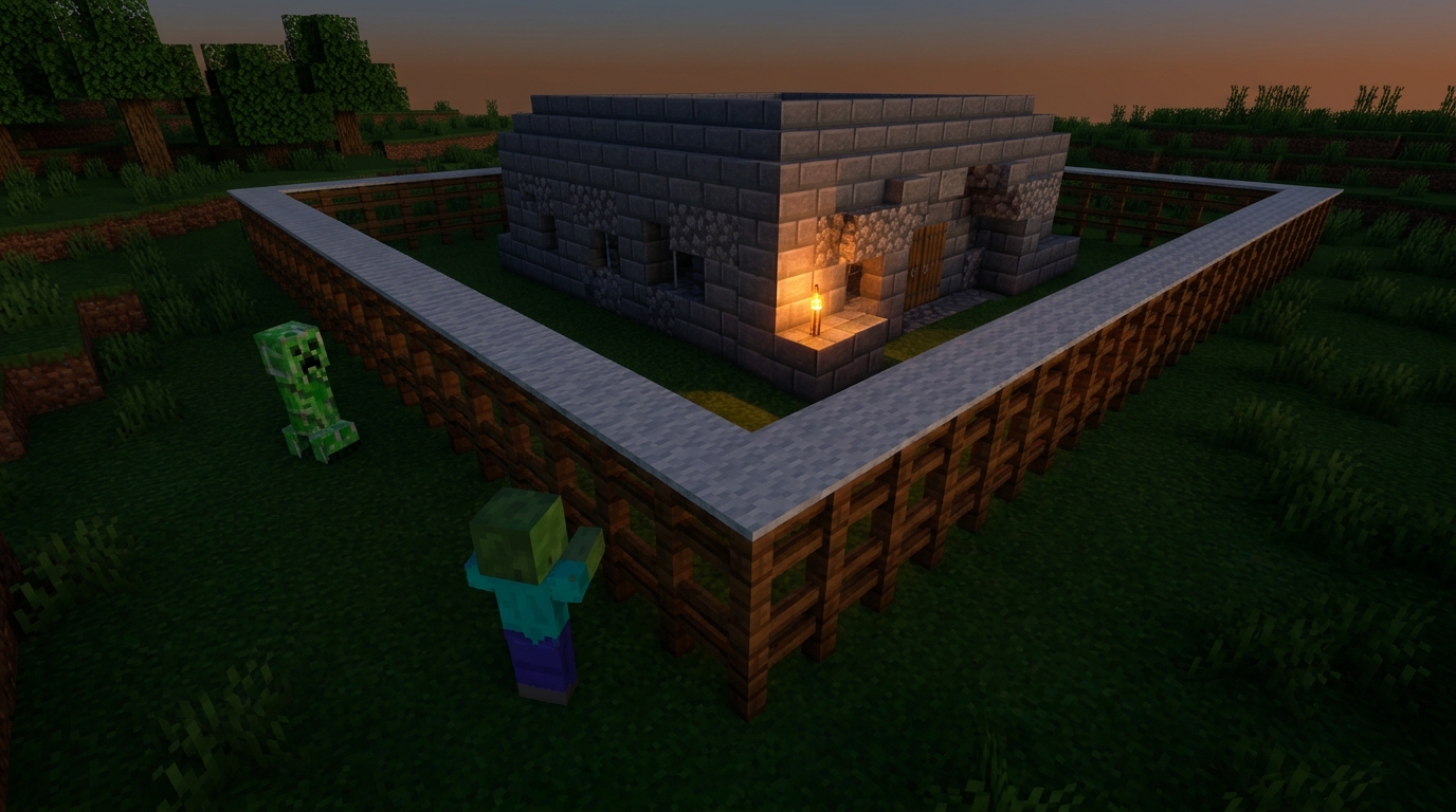 How To Build An Unstoppable Hardcore Minecraft Base Creating Mob Proof Perimeters Using Carpet And Fences