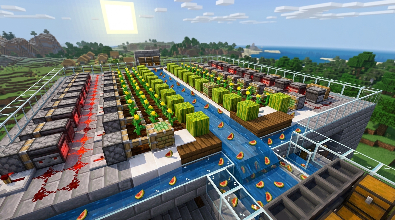 How To Build A High Efficiency Automatic Melon Farm In Bedrock Edition How To Build A High Efficiency Automatic Melon Farm In Bedrock Edition