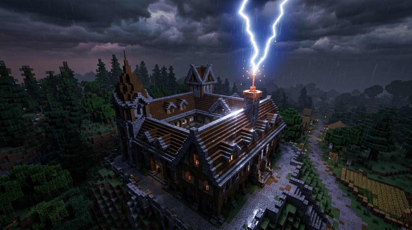 How To Use Lightning Rod Placement To Protect Your Minecraft Builds