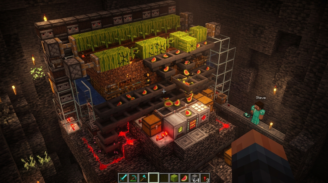 How To Build A High Efficiency Automatic Melon Farm In Bedrock Edition Maximizing Your Yields With Auto Crafters And Stacking