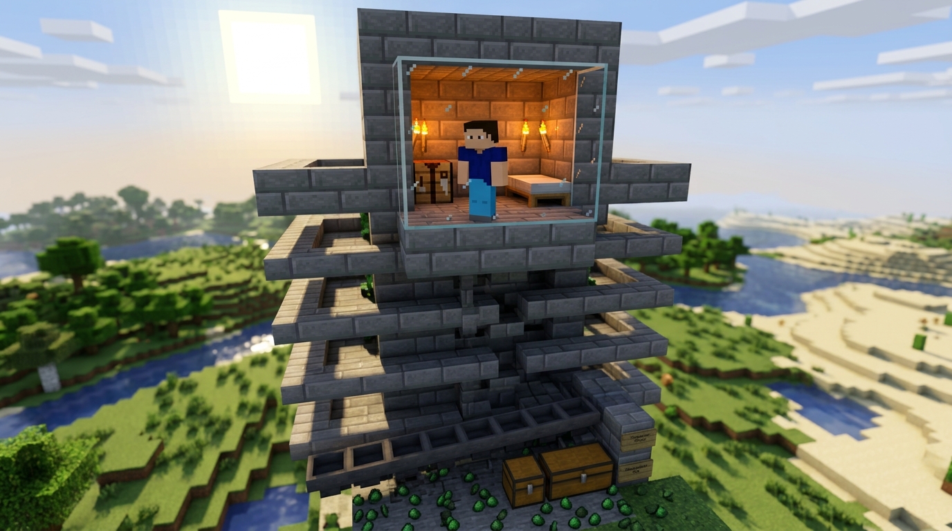 How To Build A Simple Creeper Farm For Infinite Gunpowder Safe AFK Spots And Simple Collection Chests