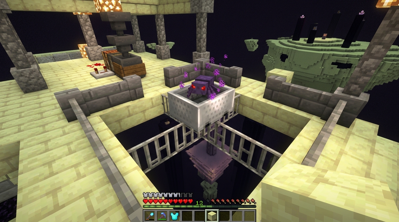 How To Build A Fast Enderman Experience Farm Securing The Endermite In A Central Minecart