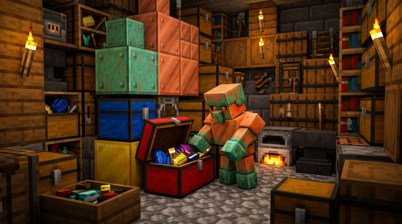 Copper Golem Guide: Build, Use, Oxidize, and Organize Storage Copper Golem Guide: Build, Use, Oxidize, and Organize Storage