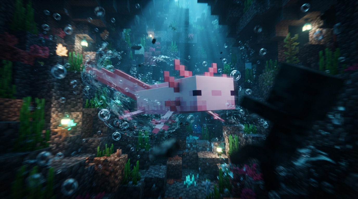 Axolotls In Underwater Combat